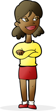 Bir insan tarafından çizilmiş kendini beğenmiş karikatür kadını.