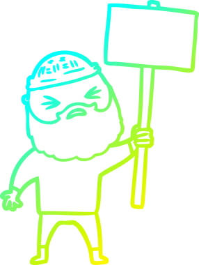 Bir insan tarafından çizilmiş sakallı bir çizgi film karakteri.