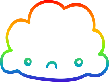 gökkuşağı gradyanı bir insan tarafından çizilmiş bir karikatür bulutunun çizimi