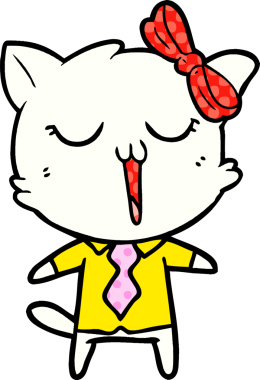 Bir insan tarafından çizilmiş çizgi film kedisi.