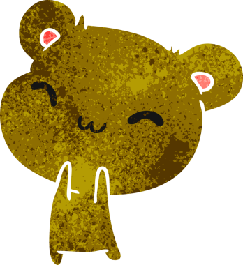 Eski çizgi film illüstrasyonu Kawaii bir insan tarafından çizilmiş sevimli oyuncak ayı.