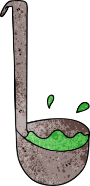 Bir insan tarafından çizilmiş garip bir çizgi film kepçesi.