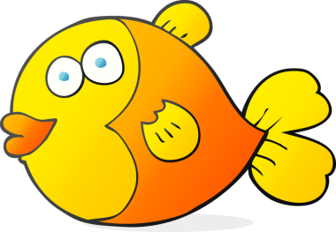 Bir insan tarafından çizilmiş karikatür balığı.