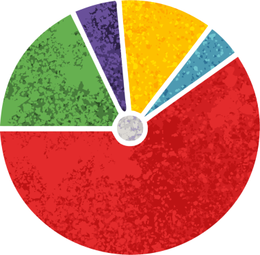 Bir insan tarafından çizilmiş bir pasta grafiğinin retro çizim tarzı karikatürü