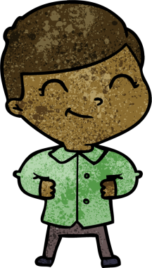 Bir insan tarafından çizilmiş kalçaları olan çizgi filmci çocuk.