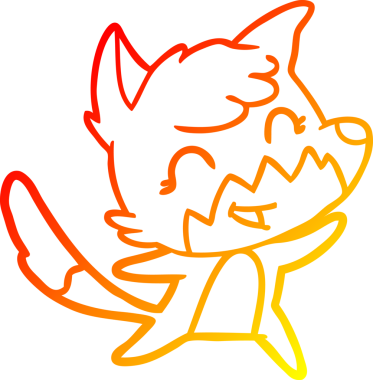 Bir insan tarafından çizilmiş mutlu bir tilkinin sıcak çizgi çizimi