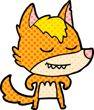 Bir insan tarafından çizilmiş tilki çizgi film karakteri