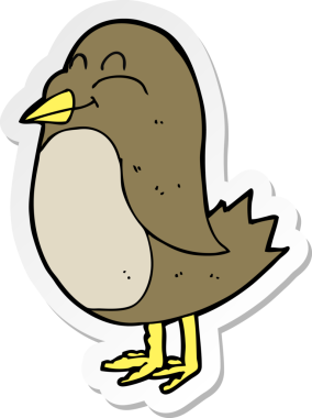 Bir insan tarafından çizilmiş çizgi film kuşunun çıkartması.