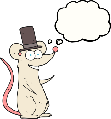 Bir insan tarafından çizilmiş, el yazısıyla çizilmiş baloncuk çizgi film faresi.