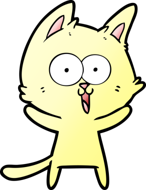 Bir insan tarafından çizilmiş komik çizgi film kedisi.