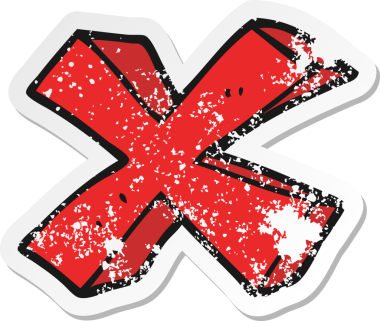 Bir insan tarafından çizilmiş negatif x sembolünün gerilimli retro yapıştırması