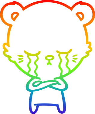 Bir insan tarafından çizilmiş ağlayan çizgi film ayısının çizimi.