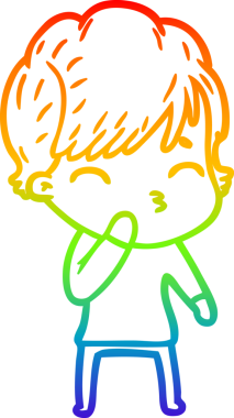 Gökkuşağı gradyan çizgi çizimi Bir insan tarafından çizilmiş bir çizgi kadın