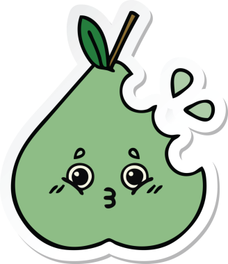 Bir insan tarafından çizilmiş şirin bir armut çıkartması.