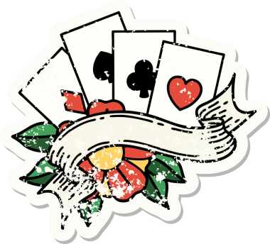 Geleneksel kart stili ve bir insanın çizdiği pankart dövmesi