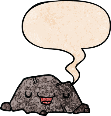 bir insan tarafından çizilmiş, retro desenli konuşma baloncuklu karikatür rock.