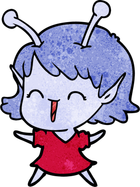 Bir insan tarafından çizilmiş uzaylı kız.