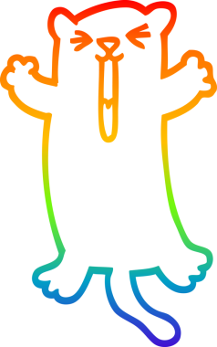 gökkuşağı gradyan çizgi çizimi Bir insan tarafından çizilmiş mutlu kedi