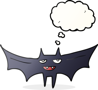 Bir insan tarafından çizilmiş serbest çizim balon karikatür cadılar bayramı yarasası