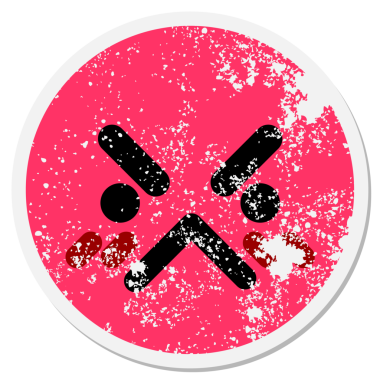 bir insan tarafından çizilmiş kızgın yüz dairesel etiketi