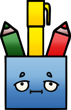 Bir insan tarafından çizilmiş kalem tenceresinin gölgelenmiş karikatürü