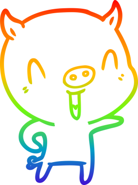 gökkuşağı gradyan çizimi mutlu çizgi domuz çizimi bir insan tarafından çizilmiş