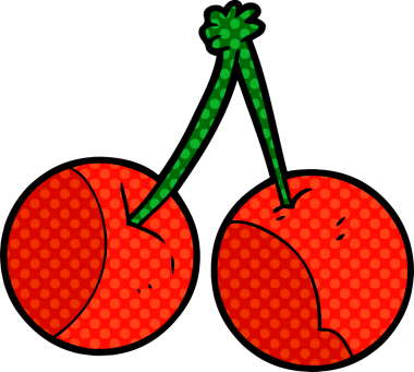 Bir insan tarafından çizilmiş kirazlar.