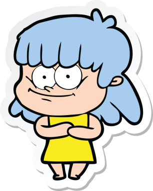 Bir insan tarafından çizilmiş gülümseyen bir karikatür çıkartması.