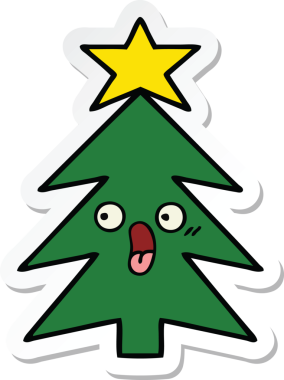 Bir insan tarafından çizilmiş şirin bir noel ağacının çıkartması.