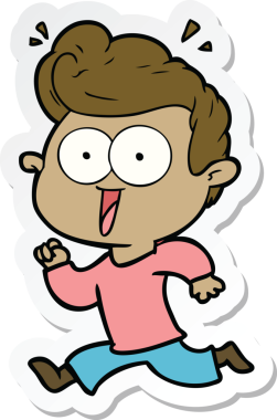 Bir insan tarafından çizilmiş, dik dik bakan bir çizgi film çıkartması.