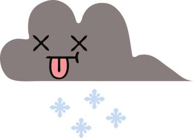 Bir insan tarafından çizilen fırtına kar bulutunun düz renkli retro karikatürü