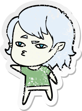 Bir insan tarafından çizilmiş vampir bir kızın sıkıntılı çıkartması.