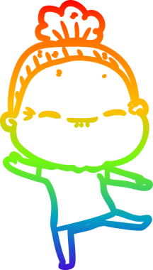 Gökkuşağı gradyan çizimi bir insan tarafından çizilmiş barışçıl yaşlı bir kadının çizimi