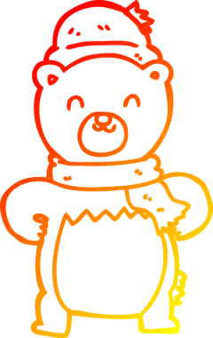 Bir insan tarafından çizilmiş sevimli bir ayının sıcak çizgi çizgisi.