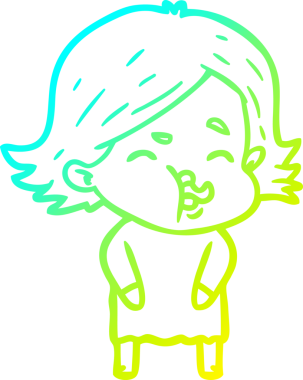 Bir insan tarafından çizilmiş bir karikatür kızı çizimi.