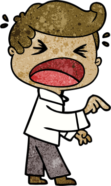 Çizgi filmdeki bağıran adam bir insan tarafından çizilmiş.