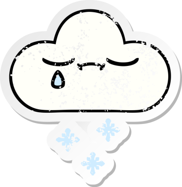 Bir insan tarafından çizilmiş tatlı bir karikatür kar bulutunun sıkıntılı çıkartması