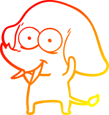 Bir insan tarafından çizilmiş mutlu bir filin sıcak çizgi çizimi