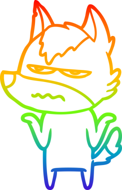 Gökkuşağı gradyan çizgi çizimi Bir insan tarafından çizilmiş rahatsız kurt