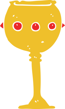 Bir insan tarafından çizilmiş kadehin düz renk çizimi