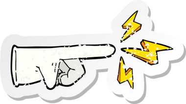 Bir insan tarafından çizilmiş lastik eldivenin gerilimli yapıştırması.