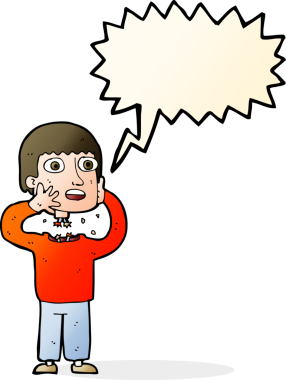 Bir insan tarafından çizilmiş konuşma balonu olan gizli bir robot.