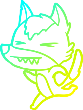 Bir insan tarafından çizilen kızgın bir kurdun soğuk eğimli çizgisi.