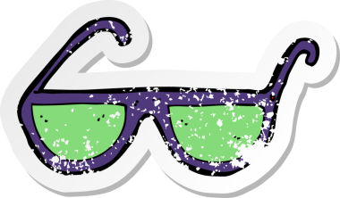 İnsan tarafından çizilmiş bir çizgi film güneş gözlüğünün gerilimli yapıştırması.