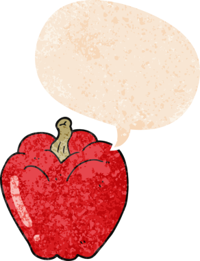 grunge 'da konuşma baloncuğu olan karikatür biberi bir insan tarafından çizilmiş tedirgin geçmiş dokuma tarzı