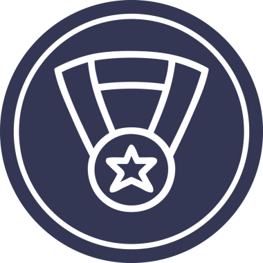 Bir insan tarafından çizilen madalya ödülü dairesel simgesi