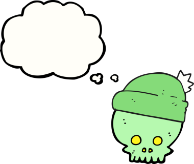 Bir insan tarafından çizilmiş serbest çizim balon kafatası şapkası.