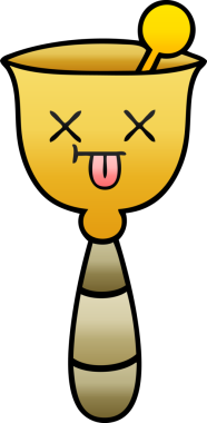 Bir insan tarafından çizilmiş okul çanının gölgeli karikatürü