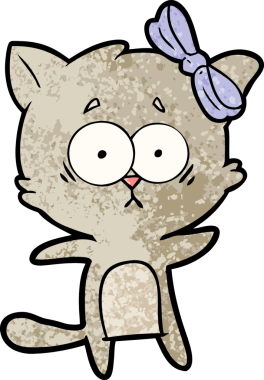 Bir insan tarafından çizilmiş çizgi film kedisi.