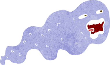 Bir insan tarafından çizilmiş çizgi film hayaleti.